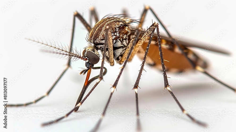 mosquito isolated on white background. macro close up of a mosquito mosquito isolated on white background. macro close up of a mosquito