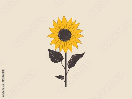 sunflower logo illustration  white background 