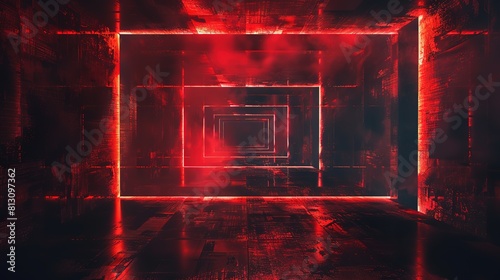 futuristic background red flame, smoke and neon glow on dark background, Generative Ai