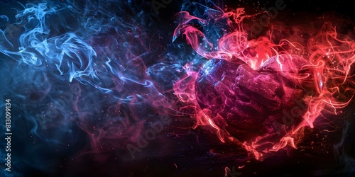 Wallpaper Mural A Heart of Stone Ignited by Love on a Dark Background in Artistic Style. Concept Love Story, Stone Heart, Dark Background, Artistic Style, Ignited Flames Torontodigital.ca