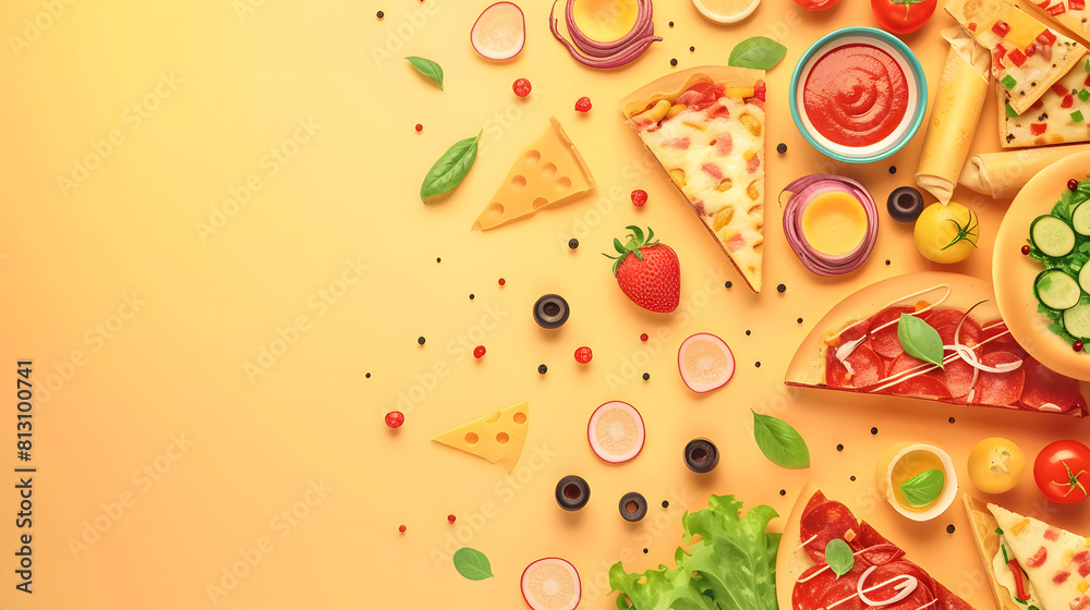 Vibrant food art on a bright canvas. Vibrant food art on a bright canvas.