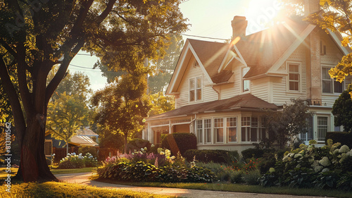 sunlit suburban home boasting elegance and charm