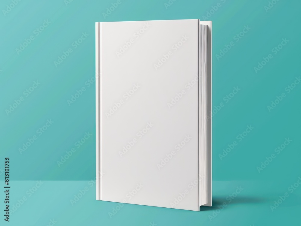 cover book mockup, white blank hardcover closed standing book