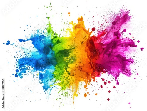 colors ink splatter on white background
