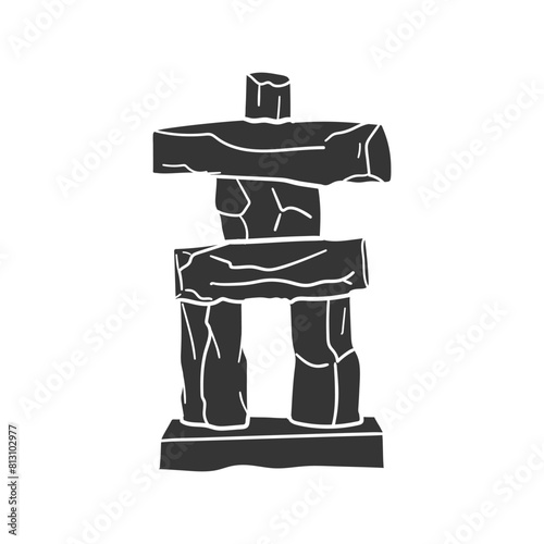Inukshuk Whistler Icon Silhouette Illustration. Canada Vector Graphic Pictogram Symbol Clip Art. Doodle Sketch Black Sign.