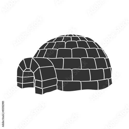Igloo Icon Silhouette Illustration. Arctic Vector Graphic Pictogram Symbol Clip Art. Doodle Sketch Black Sign.