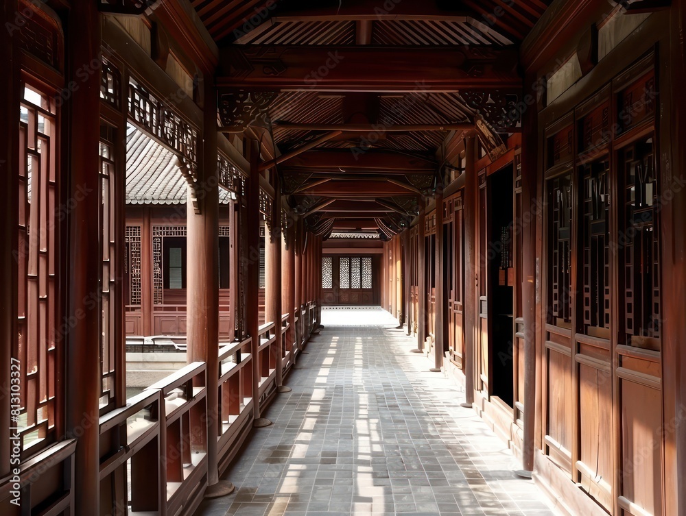 chinese wood house, ancient architecture