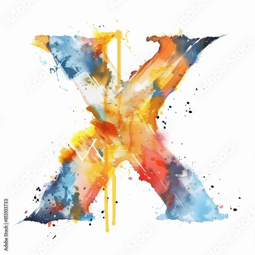 Wallpaper Mural letter X watercolor painting on a white background Torontodigital.ca