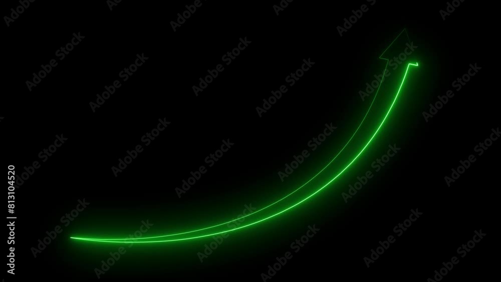 Neon line Rising arrow transparent channel. arrow rising transparent channel, business growth arrow and graph chart, Business line arrow.