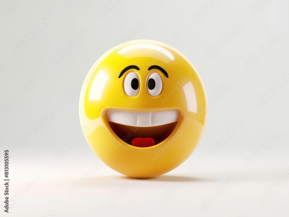 Fototapeta premium happy yellow 3d emoji, white background