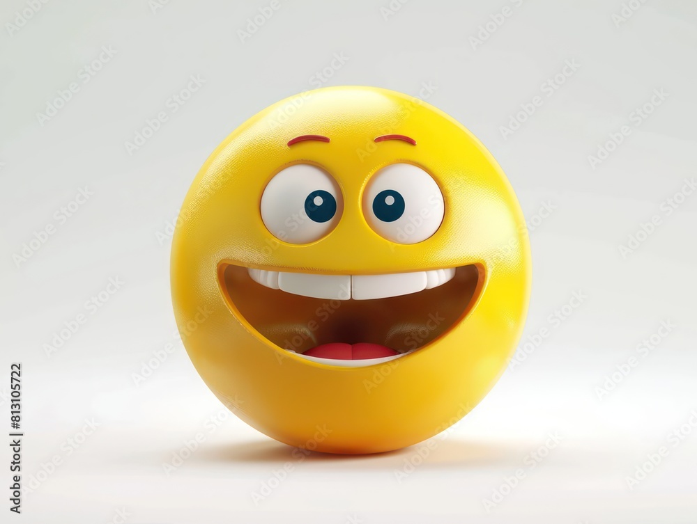 Fototapeta premium happy yellow 3d emoji, white background