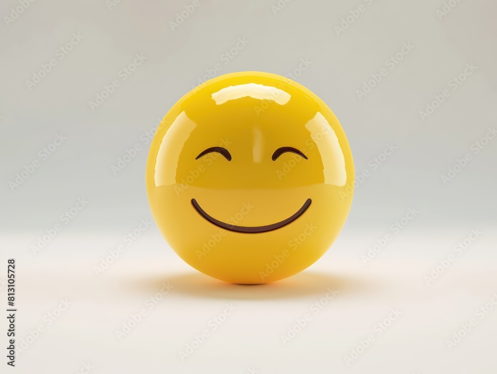Fototapeta premium happy yellow 3d emoji, white background