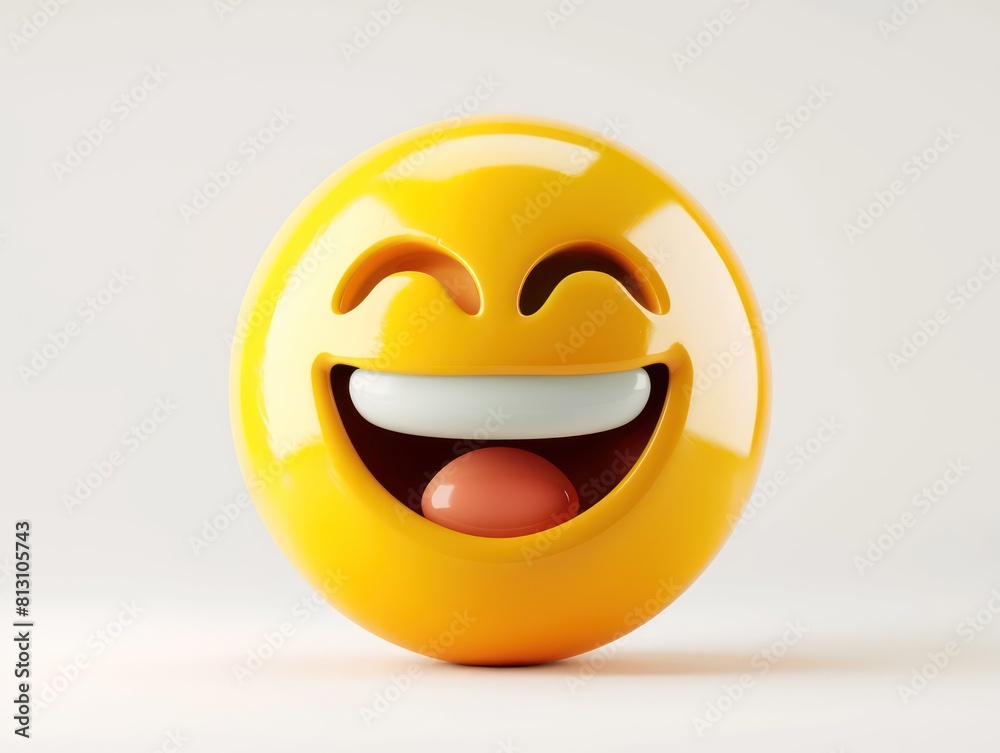 Fototapeta premium happy yellow 3d emoji, white background