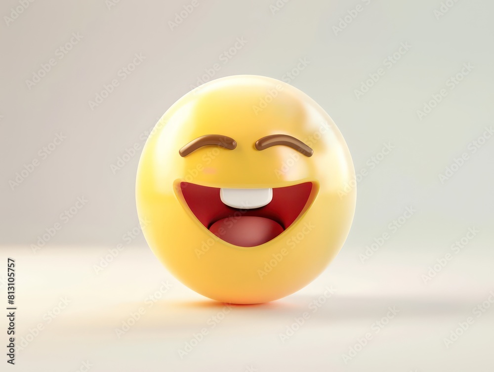 happy yellow 3d emoji, white background happy yellow 3d emoji, white background