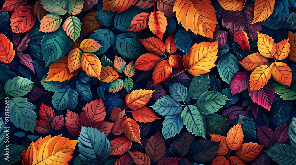 illustration seamless pattern colorful leaves illustration seamless pattern colorful leaves