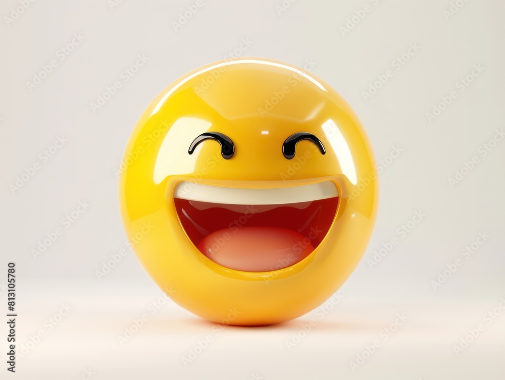 Fototapeta premium happy yellow 3d emoji, white background
