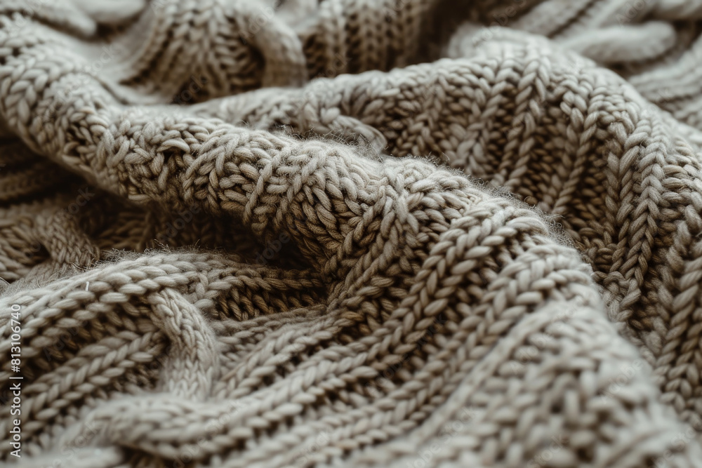 A knitted sweater with a lot of yarn on it A knitted sweater with a lot of yarn on it