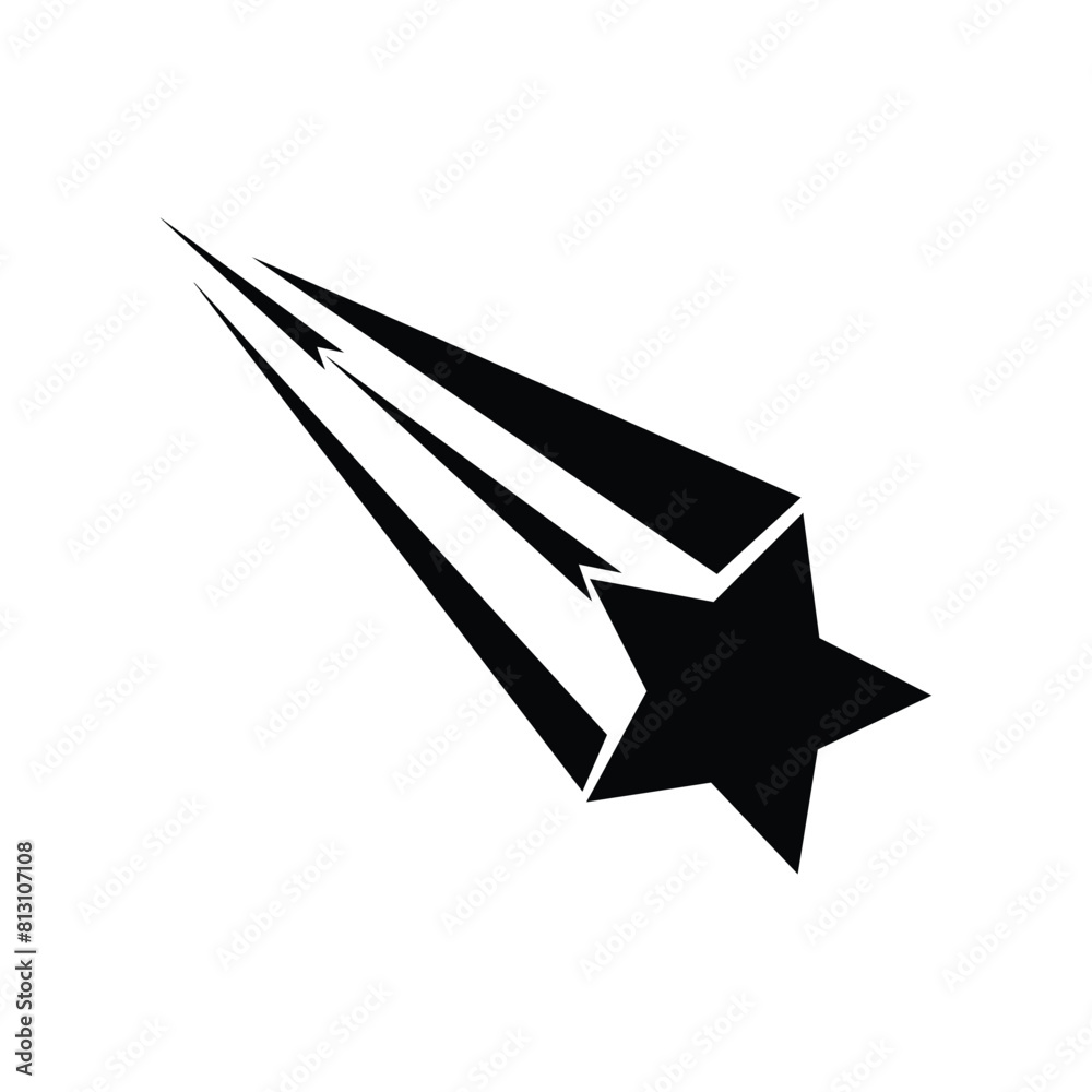 Shooting star icon on white background. Black falling stars icon design. Comet icon with tail. Vector illustration. Shooting star icon on white background. Black falling stars icon design. Comet icon with tail. Vector illustration.