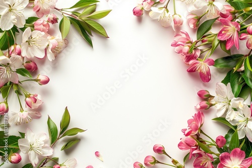 Flower corner frame appearing composition for wedding and valentine