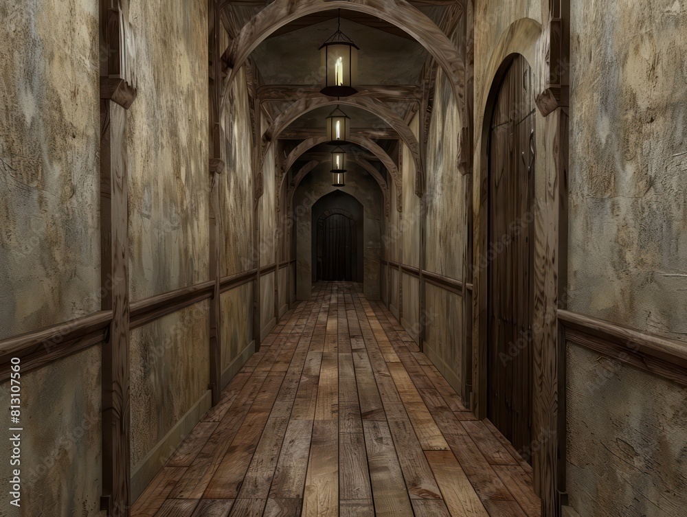 Obraz premium hallway inside a medieval castle