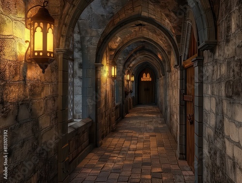 hallway inside a medieval castle