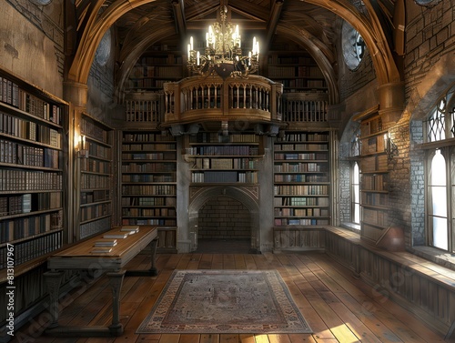 library inside a medieval castle