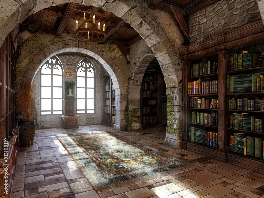 library inside a medieval castle library inside a medieval castle