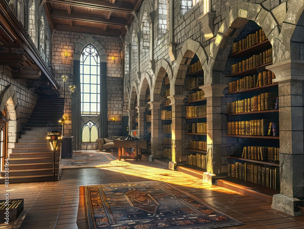 library inside a medieval castle library inside a medieval castle