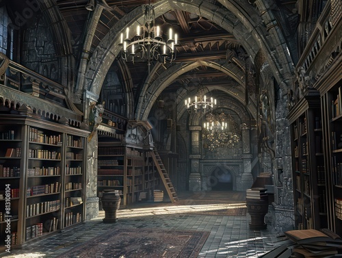 library inside a medieval castle