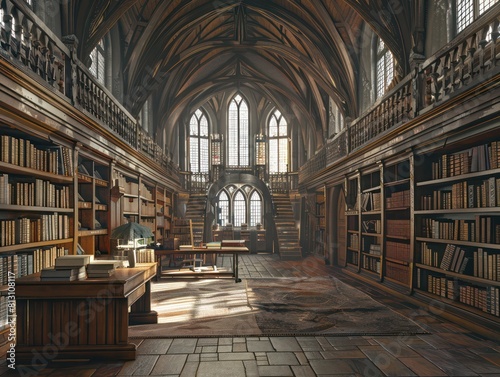 library inside a medieval castle