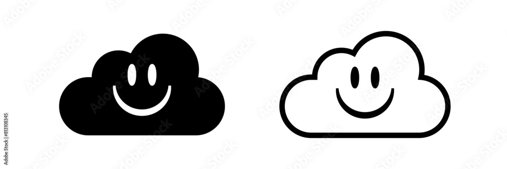 Happy and sad cloud face icon. Good and bad internet connection vector symbol Happy and sad cloud face icon. Good and bad internet connection vector symbol