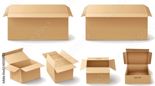 3d cardboard box, different angles, white background © MADGALLERY