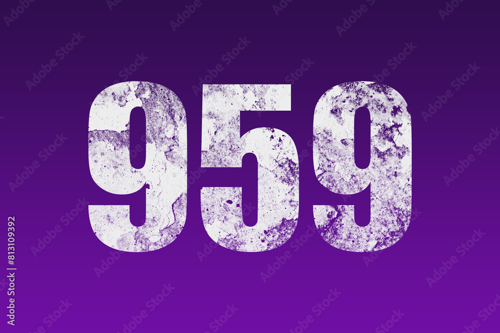 flat white grunge number of 959 on purple background. flat white grunge number of 959 on purple background.
