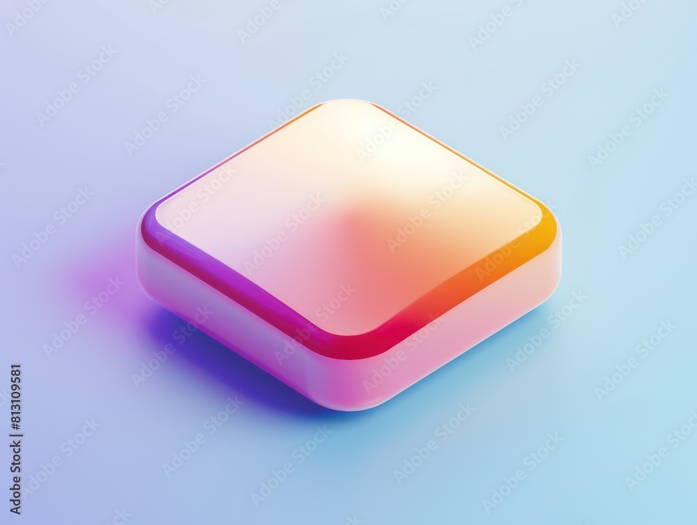 square 3d icon, round corners square 3d icon, round corners