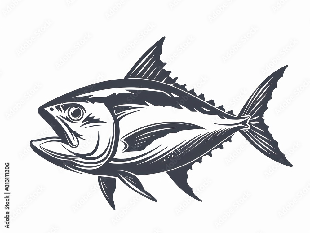 tuna fish line logo design on white background tuna fish line logo design on white background
