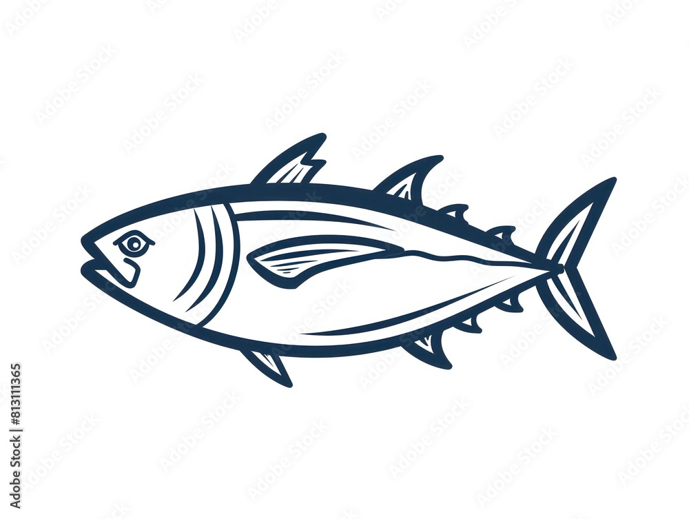 tuna fish line logo design on white background tuna fish line logo design on white background
