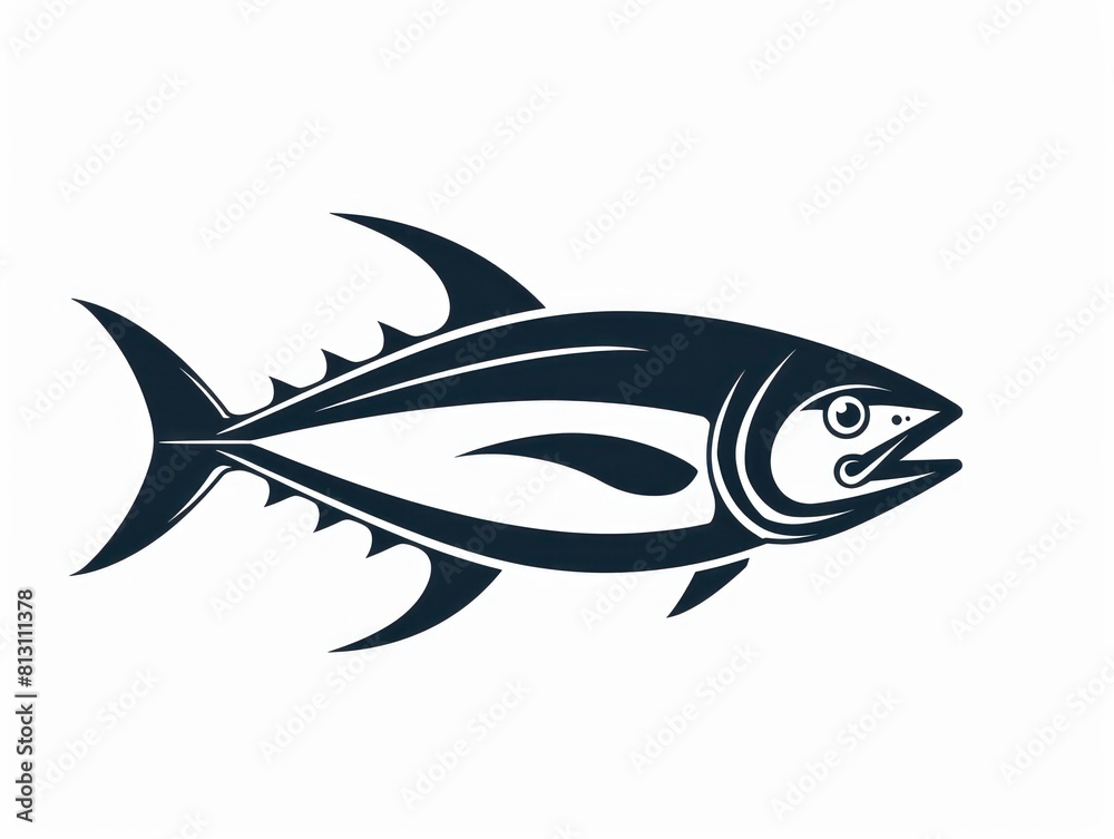 tuna fish line logo design on white background