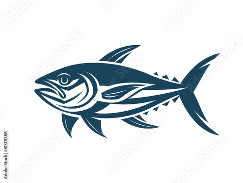 tuna fish line logo design on white background