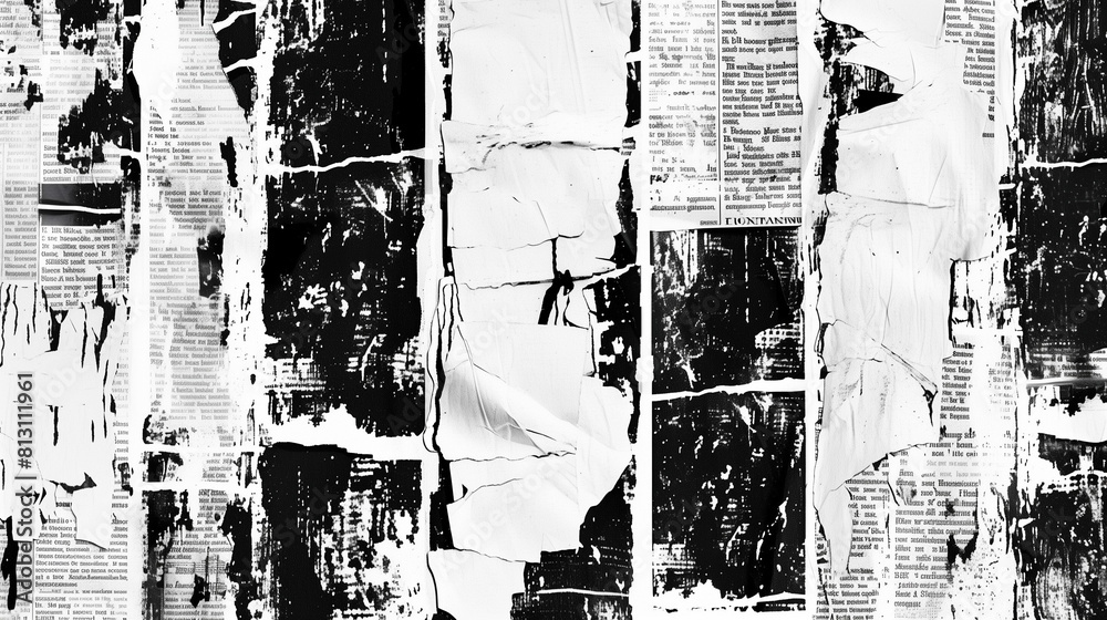 Obraz premium Monochrome Collage of Torn Newspaper