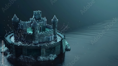 digital moat surrounding a castle symbolizing secure connection