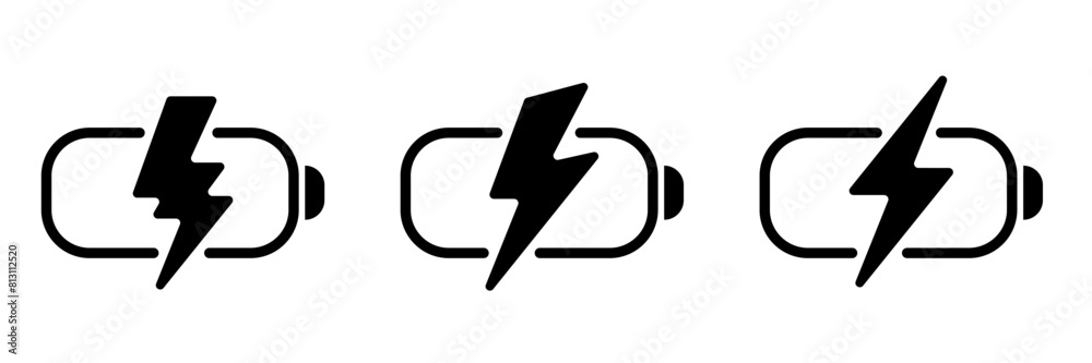 battery charge Thunderbolt and Energy Flash Iconic Vector Logo battery charge Thunderbolt and Energy Flash Iconic Vector Logo