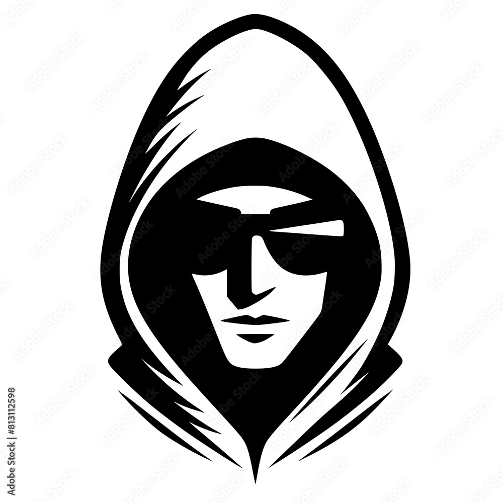 Mysterious Hooded Hacker in Black and White – Vector Illustration on Cybersecurity, Anonymity, and Digital Safety Mysterious Hooded Hacker in Black and White – Vector Illustration on Cybersecurity, Anonymity, and Digital Safety
