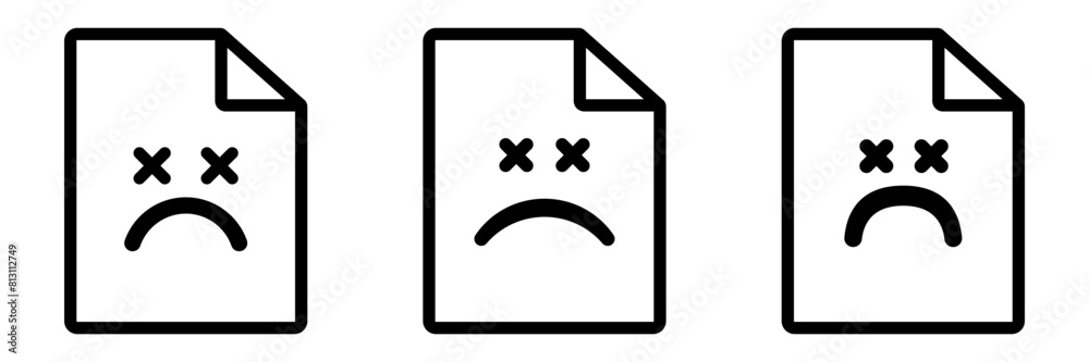 Corrupted file icon. Failed document with error vector Corrupted file icon. Failed document with error vector