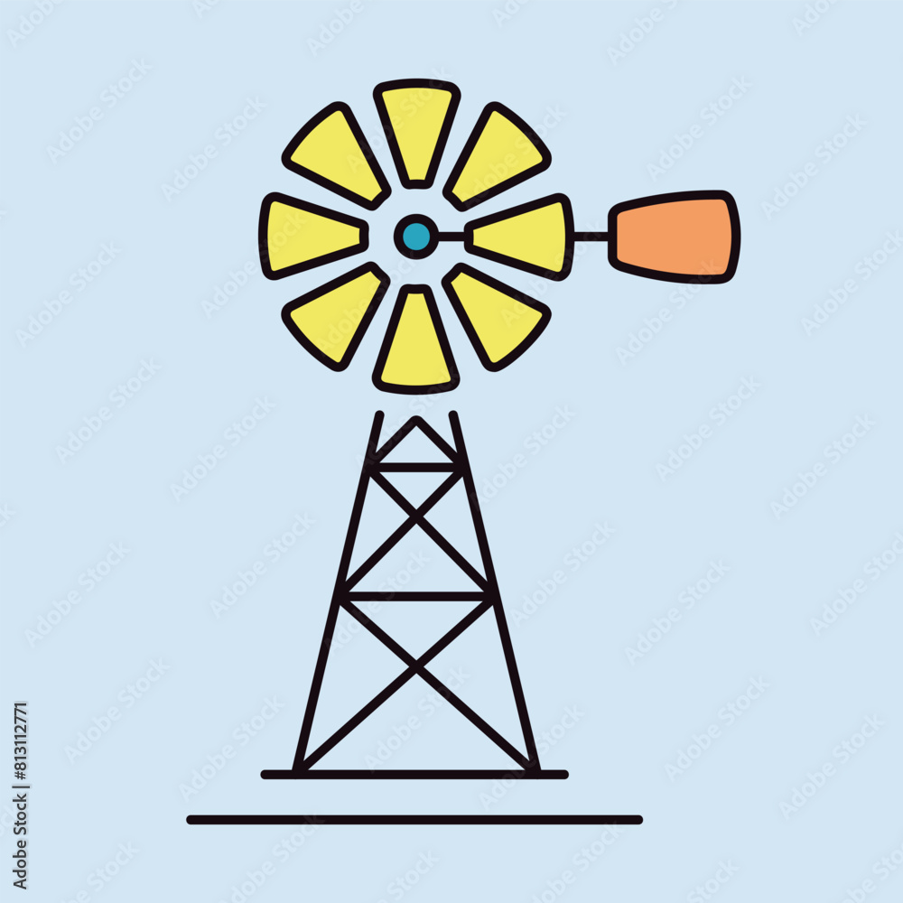 Wind pump flat vector icon Wind pump flat vector icon