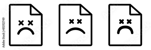 Corrupted file icon. Failed document with error vector