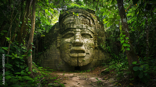 Lamanai archaeological reserve mayan Mask Temple photo