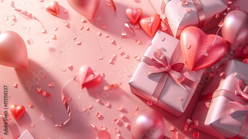 Cute heart background  gift or present decoration  Valentine s Day  Christmas  birthday  copy space  space for text  Generative AI.                                                                                                                                                                               
