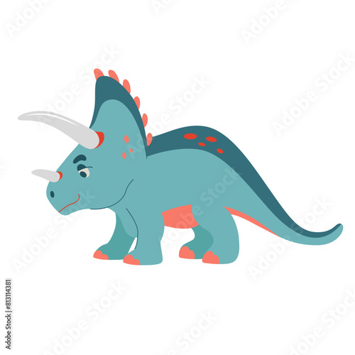 Dino baby cute print. Sweet dinosaur Be Brave typography for print on tee. Cool triceratops for nursery t-shirt  kids apparel  invitation  simple child design. Vector illustration isolated