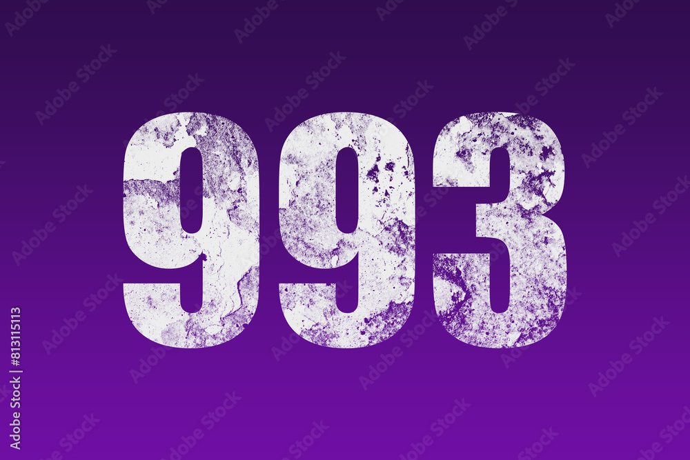 flat white grunge number of 993 on purple background. flat white grunge number of 993 on purple background.
