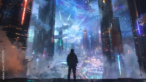 Futuristic Virtual Reality Cityscape: A Showcase of Exceptional Screen Resolution